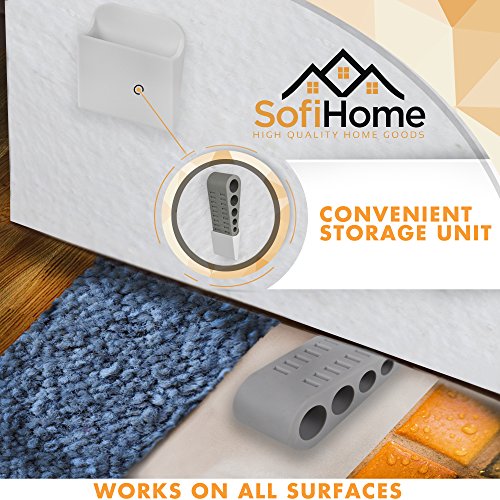 Door Stopper 6 Pack [1.3" high] - Bonus Holders - SofiHome Premium Heavy Duty Door Stop Rubber Wedge with Decorative Holder - Ideal for Large & Small Door Gaps - The Improved (6, Gray)