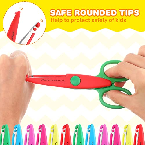 24 Pack Craft Scissors Decorative Edge Bulk 5 Inch Zig Zag Scissor for Kids Teachers Paper Scrapbooking Design School Supplies Wave Lace Edge Cutters