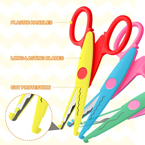 24 Pack Craft Scissors Decorative Edge Bulk 5 Inch Zig Zag Scissor for Kids Teachers Paper Scrapbooking Design School Supplies Wave Lace Edge Cutters