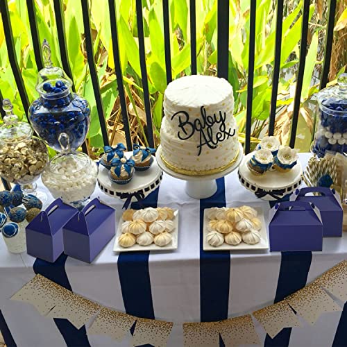 Navy Blue Treat Boxes 24 PCS Blue Candy Cake Gift Box DIY Favors Bag Snack Goodie Cardboard Dessert Boxes Prefect for Navy Blue Themed Birthday Party Gift Giving Wedding Baby Shower Graduation Party Supplies
