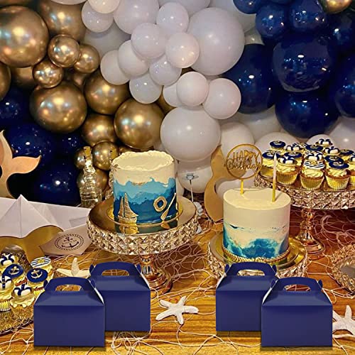 Navy Blue Treat Boxes 24 PCS Blue Candy Cake Gift Box DIY Favors Bag Snack Goodie Cardboard Dessert Boxes Prefect for Navy Blue Themed Birthday Party Gift Giving Wedding Baby Shower Graduation Party Supplies