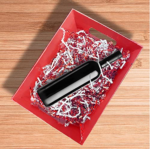 [5 Pk] 10x12” Red Large Big Basket for Gifts Empty, Basket Bags, Red Pull Bows, Crinkle Cut Paper Shred Filler| Bulk DIY Gift Set Kit| Valentines, Christmas, Easter, Wedding, Wine| Gift to Impress-UMP