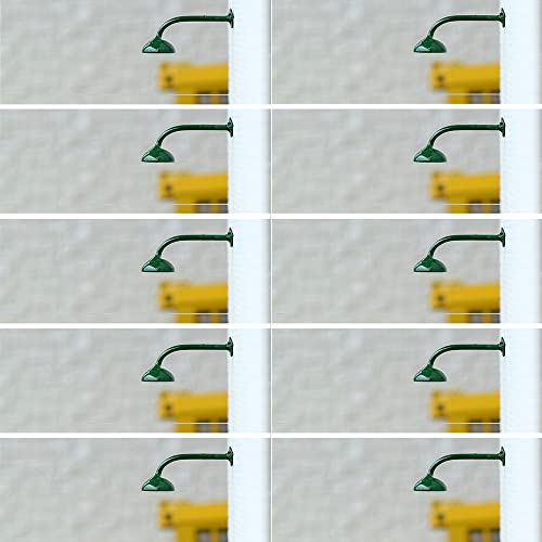 10pcs Model Railway Train Lamp Post Street Bright Warm Lights OO/HO Gauge LED Wall Lights Model Street Lamps Railway Lamp Posts 3V 20mA (Bottle Green)