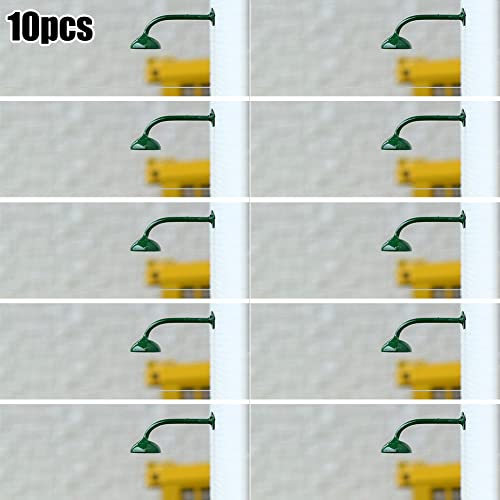 10pcs Model Railway Train Lamp Post Street Bright Warm Lights OO/HO Gauge LED Wall Lights Model Street Lamps Railway Lamp Posts 3V 20mA (Bottle Green)