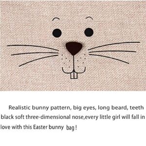 3 Pack Easter Burlap Bags Easter Bunny Tote with Drawstring Furry Bunny Ears Rabbit Easter Egg Hunts Goody Candy Treat Gift Storage Bags Kids Girls Easter Party Favor Bags(8" x 10.2")