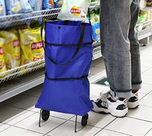 600d oxford cloth folding shopping cart/ rolling utility cart/ retractable shopping cart/ car organizer cart shopping bag satchel carry bag