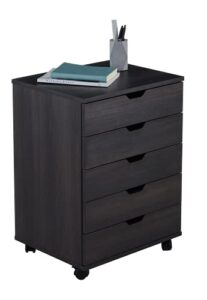 vicllax 5 drawer unit file cabinet under desk storage cart for home office with casters, dark walnut(assemble needed)