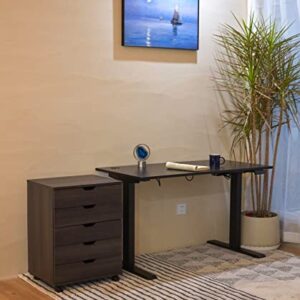 VICLLAX 5 Drawer Unit File Cabinet Under Desk Storage Cart for Home Office with Casters, Dark Walnut(Assemble Needed)