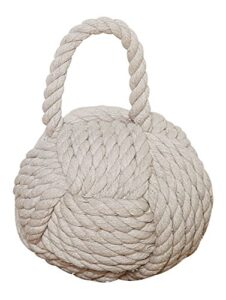 creative co-op nautical rope knot cotton door stop, ivory