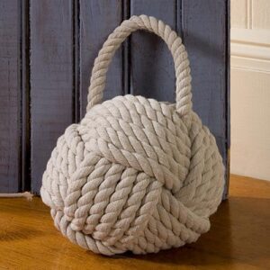 Creative Co-Op Nautical Rope Knot Cotton Door Stop, Ivory