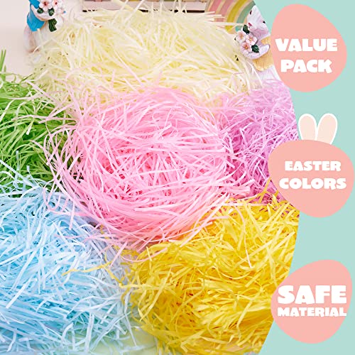 JOYIN Easter Grass 24oz (680g) 6 colors Easter Basket Filler Stuffers, Recyclable Shred Paper Grass for Easter Egg Hunt Décor, Party Favors, Classroom Event Decoration.