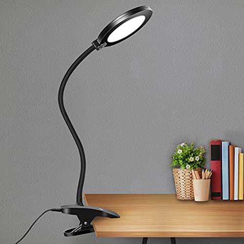 GLFERA Clamp LED Desk Lamp, Flexible Gooseneck Table Lamp, 3 Lighting Modes with 3 Brightness Levels, Dimmable Office Lamp, Touch-Sensitive Control(Black)