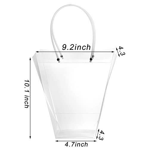 SOUJOY 10 Pack Clear Flower Bouquet Bags, Large Gift Bags with Long Handles, Party Floral Packing Wrap Bag for Valentine Day, Birthdays, Mother's Day, Father’s Day, Wedding, Anniversary, Housewarming