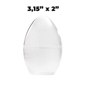 (50 Pk) Clear Plastic Easter Eggs Fillable, For Easter, Halloween, Christmas, Ornament, Bath Bomb Mold, 3.15” X 2”