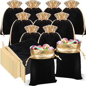 30 pieces velvet bags with drawstrings jewelry pouches drawstring bags jewelry bags velvet present bag party favor storage bag makeup pouch for jewelry birthday wedding candy, 6 x 5 inch (black)