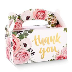 sosfkim gable treat boxes large 24 pack – floral party favor boxes bulk embossed foil 6.3x 3.5x 3.5in – goodie gable boxes for baby shower, wedding, birthday