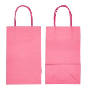 Sparkle and Bash 25 Pack Small Hot Pink Gift Bags with Handles, Bulk for Birthday Party Favors (5.45 x 9 x 3.15 In)