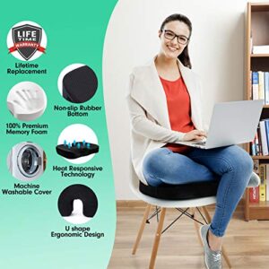 UYJ Seat Cushion for Office Chair,Memory Foam Seat Cushion,Tailbone,Sciatica,Lower Back Pain Relief,Chair Cushion for Car,Wheelchair,Computer and Desk Chair