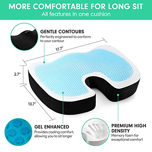 UYJ Seat Cushion for Office Chair,Memory Foam Seat Cushion,Tailbone,Sciatica,Lower Back Pain Relief,Chair Cushion for Car,Wheelchair,Computer and Desk Chair