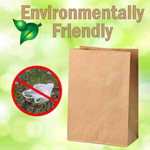 100 Large Paper Grocery Bags, 12x7x17 Kraft Brown Heavy Duty Sack for Recycling