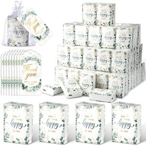 100 packs wedding tissues happy tears tissue packs for wedding guests wedding favors facial tissues travel size with 100 thank you cards and 100 organza bags for wedding welcome bag stuffers