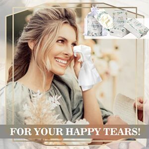 100 Packs Wedding Tissues Happy Tears Tissue Packs for Wedding Guests Wedding Favors Facial Tissues Travel Size with 100 Thank You Cards and 100 Organza Bags for Wedding Welcome Bag Stuffers