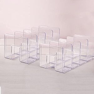 LUGUNU Clear Acrylic Desk File Sorter Purse/Handbag Organizer Clutch Divider Mesh Folder Office Supplies Stand Bookshelf (3 Sections) (2Pack-4Sections)