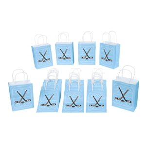 7Penn Paper Gift Bags - 24 Blue Hockey Themed Birthday Party Goody Bags with Handle - for Gifts, Goodies, or Favors