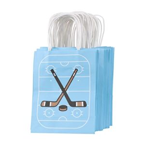 7Penn Paper Gift Bags - 24 Blue Hockey Themed Birthday Party Goody Bags with Handle - for Gifts, Goodies, or Favors