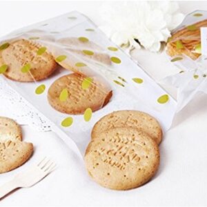 We Moment Clear Cello Bags for Treat Candy Cookie Party Favor Bags, Plastic Bags for Bakery, Cookies, Candies Chocolate,Snack Wrapping,for Wedding Shower Kid’s Birthday Party,Gold Dot,50pcs