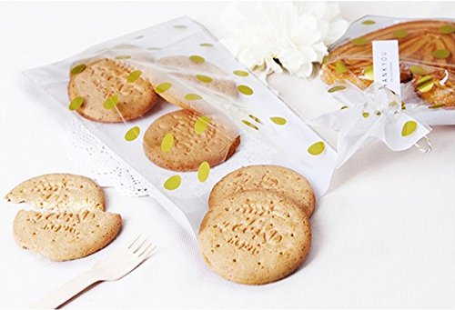 We Moment Clear Cello Bags for Treat Candy Cookie Party Favor Bags, Plastic Bags for Bakery, Cookies, Candies Chocolate,Snack Wrapping,for Wedding Shower Kid’s Birthday Party,Gold Dot,50pcs