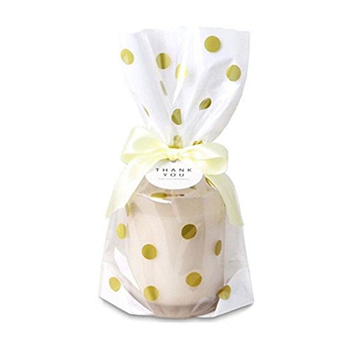 We Moment Clear Cello Bags for Treat Candy Cookie Party Favor Bags, Plastic Bags for Bakery, Cookies, Candies Chocolate,Snack Wrapping,for Wedding Shower Kid’s Birthday Party,Gold Dot,50pcs