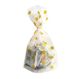 We Moment Clear Cello Bags for Treat Candy Cookie Party Favor Bags, Plastic Bags for Bakery, Cookies, Candies Chocolate,Snack Wrapping,for Wedding Shower Kid’s Birthday Party,Gold Dot,50pcs