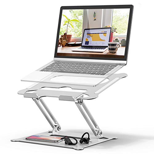 DUCHY Adjustable Laptop Stand, FYSMY Ergonomic Portable Computer Stand with Heat-Vent to Elevate Laptop, 13 Lbs Heavy Duty Laptop Holder Compatible with MacBook, Air, Pro All Laptops(Silver) (Silver)