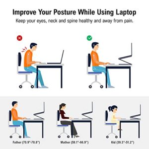 DUCHY Adjustable Laptop Stand, FYSMY Ergonomic Portable Computer Stand with Heat-Vent to Elevate Laptop, 13 Lbs Heavy Duty Laptop Holder Compatible with MacBook, Air, Pro All Laptops(Silver) (Silver)