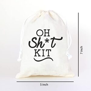 Oh Shit Kit Drawstring Hangover Bachelorette Kit Bags Cotton Muslin Drawstring Bags for Bridal Shower Hen's Party Kit Bag