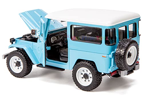 All Star Toys Toyota Land Cruiser FJ40 Sky Blue with Custom Off-Road Wheels 1/24 Diecast Model by Motormax 79323 Exclusive FJ Cruiser J40