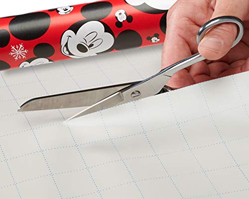 American Greetings Disney Christmas Wrapping Paper with Cut Lines Bundle, Mickey Mouse (3 Rolls, 105 sq. ft.)