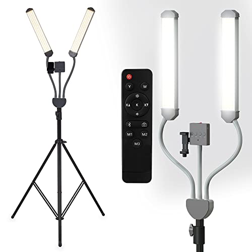 Dual Arm LED Floor Lamp With 240 LED 5800K - PMU and Tattoo Light - Lash Lamp For Eyelash Extensions - Floor Lamp LED With 4 Color Lights - Craft Lights - Adjustable Floor LED Lamp - Light Craft Lamp