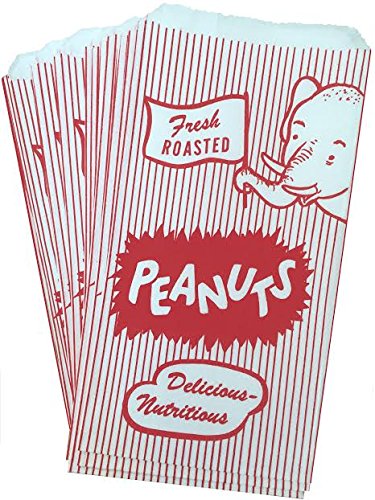 Paper Peanut Bags - Red White Elephant Pattern - 150 Pack