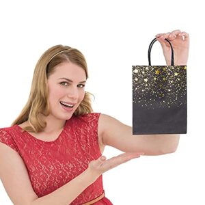 Sharlity Small Black Gold Gift Bags 24pcs Paper Bags with Handles for Birthday, Wedding, Bridal, Black and Gold Party Decorations (8.5 x 6.3 x 3.15inch)