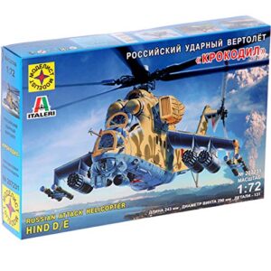 Mil Mi 24 Hind D/E Russian Helicopter Model Kit Scale 1:72 - Attack Gunship Mi24 Crocodile Building Kits 1/72 Assembly Instructions in Russian Language