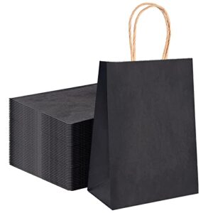 fib-utopia 100pcs small black gift bags bulk, 5.25×3.75×8 inches kraft paper gift bags with handles