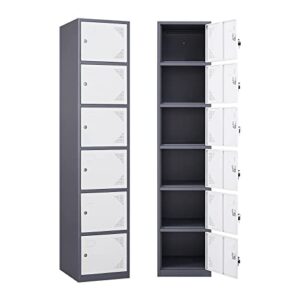 miiiko 6 door locker, storage lockers cabinet with keys, lockable locker cabinet for employees, school, gym and home office