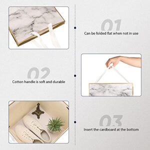 2 Pieces 11.8 Inch Extra Large Marble Paper Christmas Gift Bag with Handle Square Giant Marble Party Favor Bag XL Reusable Wedding Present Bag for Birthday Wedding Party Supplies (Black and White)