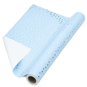 ruspepa wrapping paper roll – silver foil small irregular dots baby blue background design for wedding, birthday, baby – shower, congrats, and holiday – 17 inches x 32.8 feet