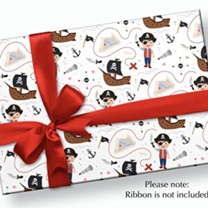 Pirate Wrapping Paper - Party Supplies - Gift Wrap - 30 x 20 Inch (3 Sheets)