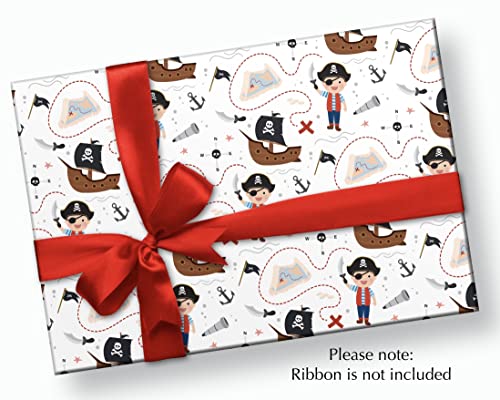 Pirate Wrapping Paper - Party Supplies - Gift Wrap - 30 x 20 Inch (3 Sheets)