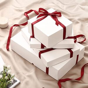 MOMONI 13 Piece Gift Boxes with Lids of Assorted Sizes with 4 inch Deep Robe Boxes and 8x8x4 Gift Box- Wrapping Boxes Set Christmas Gift Boxes for Wrapping Christmas Gifts, Bridesmaid Proposal, Birthday, Holiday, Wedding (WHITE)