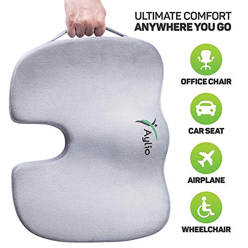 Aylio Lower Back Relief Cushion - Butt and Hip Support Cushion for Office Chair - Ergonomic Tailbone Pillow Promotes Healthy Posture - Coccyx Sciatica Seat Cushion